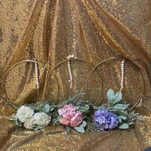 World Market Boho Gold and Faux Floral Wall Accents